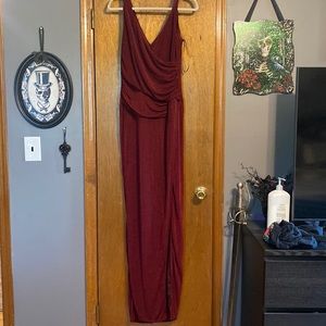 Long velvet dress with slit never worn